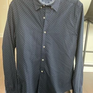 Men’s Navy Zara Polka Dot Button Down